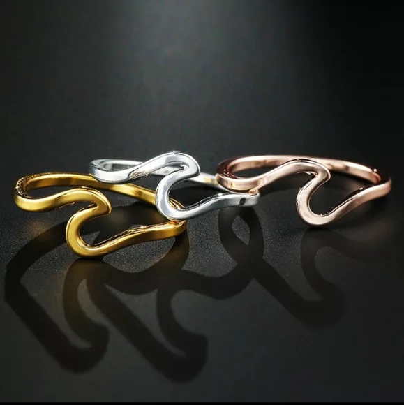 Wave Ring Bohemian Copper Metal Rose Gold - Picture 2 of 4